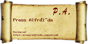 Press Alfréda névjegykártya